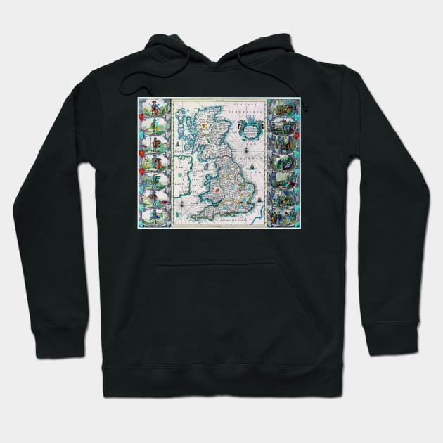 Jansson's Saxon 1600 - Saxon Heptarchy Map -  Ancient Worlds Hoodie by Culturio